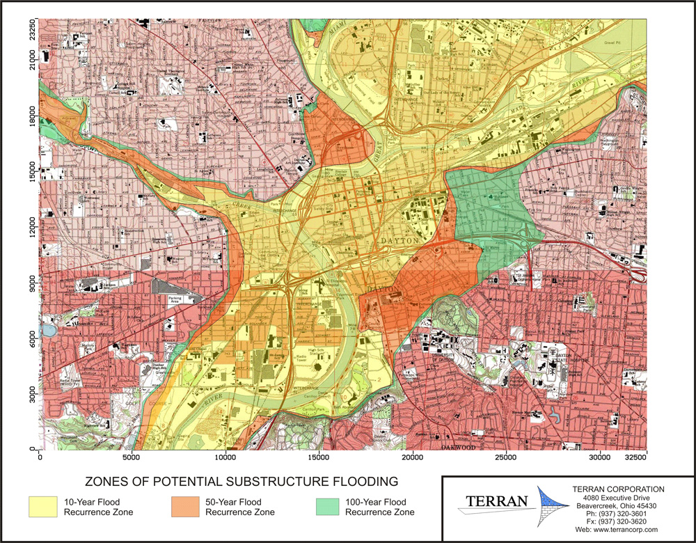 Map of potential substructure flooding 